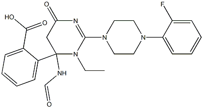 ETHYL 4-(2-(4-(2-FLUOROPHENYL)PIPERAZIN-1-YL)-6-OXO-3,4,5,6-TETRAHYDROPYRIMIDINE-4-CARBOXAMIDO)BENZOATE Struktur