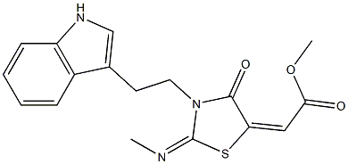 METHYL (2E)-[(2E)-3-[2-(1H-INDOL-3-YL)ETHYL]-2-(METHYLIMINO)-4-OXO-1,3-THIAZOLIDIN-5-YLIDENE]ACETATE Struktur