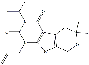 1-ALLYL-3-ISOPROPYL-6,6-DIMETHYL-1,5,6,8-TETRAHYDRO-2H-PYRANO[4',3':4,5]THIENO[2,3-D]PYRIMIDINE-2,4(3H)-DIONE Struktur