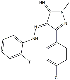 (4E)-3-(4-CHLOROPHENYL)-5-IMINO-1-METHYL-1,5-DIHYDRO-4H-PYRAZOL-4-ONE (2-FLUOROPHENYL)HYDRAZONE Struktur