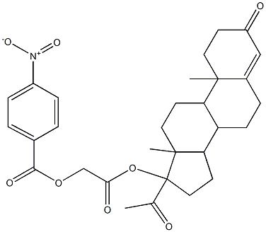 4-NITRO-BENZOIC ACID 17-ACETYL-10,13-DIMETHYL-3-OXO-2,3,6,7,8,9,10,11,12,13,14,15,16,17-TETRADECAHYDRO-1H-CYCLOPENTA[A]PHENANTHREN-17-YLOXYCARBONYLMETHYL ESTER Struktur