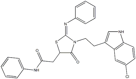 (E)-2-(3-(2-(5-CHLORO-1H-INDOL-3-YL)ETHYL)-4-OXO-2-(PHENYLIMINO)THIAZOLIDIN-5-YL)-N-PHENYLACETAMIDE Struktur