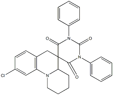 SPIRO[1,3-DIPHENYL-2,4,6(1H,3H,5H)-PYRIMIDINETRIONE-5,5'-(9-CHLORO-2,3,4,4A,5,6-HEXAHYDRO-1H-PYRIDO[1,2-A]QUINOLINE)] Struktur