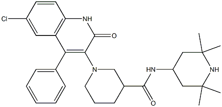 1-(6-CHLORO-2-OXO-4-PHENYL-1,2-DIHYDROQUINOLIN-3-YL)-N-(2,2,6,6-TETRAMETHYLPIPERIDIN-4-YL)PIPERIDINE-3-CARBOXAMIDE Struktur