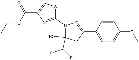 ETHYL 2-(5-(DIFLUOROMETHYL)-5-HYDROXY-3-(4-METHOXYPHENYL)-4,5-DIHYDROPYRAZOL-1-YL)THIAZOLE-4-CARBOXYLATE Struktur