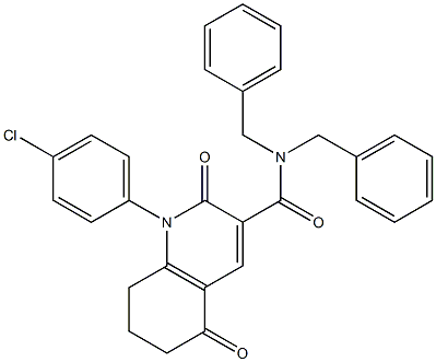 N,N-DIBENZYL-2,5-DIOXO-1-(4-CHLOROPHENYL)-1,2,5,6,7,8-HEXAHYDRO-3-QUINOLINECARBOXAMIDE Struktur