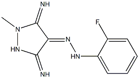 (4E)-3,5-DIIMINO-1-METHYLPYRAZOLIDIN-4-ONE (2-FLUOROPHENYL)HYDRAZONE Struktur