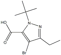 4-BROMO-1-(TERT-BUTYL)-3-ETHYL-1H-PYRAZOLE-5-CARBOXYLIC ACID Struktur