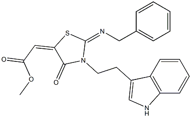 METHYL 2-{3-[2-(1H-INDOL-3-YL)ETHYL]-2-[BENZYLIMINO]-4-OXO-1,3-THIAZOLIDIN-5-YLIDENE}ACETATE Struktur