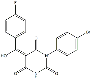 (5E)-1-(4-BROMOPHENYL)-5-[(4-FLUOROPHENYL)(HYDROXY)METHYLENE]PYRIMIDINE-2,4,6(1H,3H,5H)-TRIONE Struktur