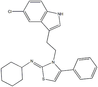 N-[3-[2-(5-CHLORO-1H-INDOL-3-YL)ETHYL]-4-PHENYL-1,3-THIAZOL-2(3H)-YLIDENE]CYCLOHEXANAMINE Struktur