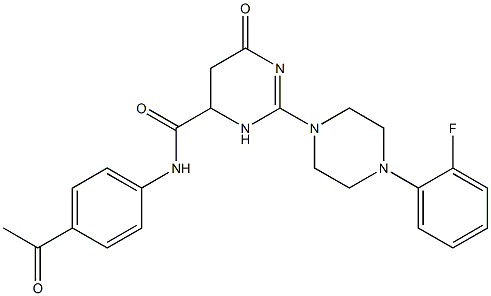 N-(4-ACETYLPHENYL)-2-(4-(2-FLUOROPHENYL)PIPERAZIN-1-YL)-6-OXO-3,4,5,6-TETRAHYDROPYRIMIDINE-4-CARBOXAMIDE Struktur