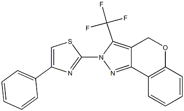 2-(4-PHENYL-1,3-THIAZOL-2-YL)-3-(TRIFLUOROMETHYL)-2,4-DIHYDROCHROMENO[4,3-C]PYRAZOLE Struktur