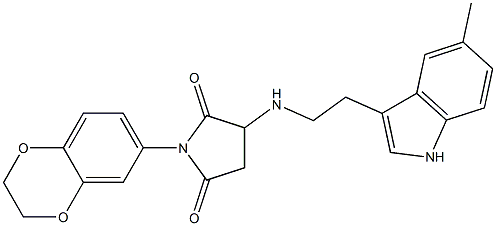 1-(2,3-DIHYDRO-1,4-BENZODIOXIN-6-YL)-3-{[2-(5-METHYL-1H-INDOL-3-YL)ETHYL]AMINO}-2,5-PYRROLIDINEDIONE Struktur