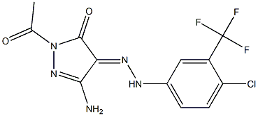 (4E)-1-ACETYL-3-AMINO-1H-PYRAZOLE-4,5-DIONE 4-{[4-CHLORO-3-(TRIFLUOROMETHYL)PHENYL]HYDRAZONE} Struktur