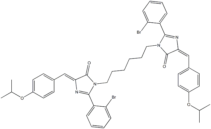 (E)-2-(2-BROMOPHENYL)-1-(6-((Z)-2-(2-BROMOPHENYL)-4-(4-ISOPROPOXYBENZYLIDENE)-5-OXO-4,5-DIHYDROIMIDAZOL-1-YL)HEXYL)-4-(4-ISOPROPOXYBENZYLIDENE)-1H-IMIDAZOL-5(4H)-ONE Struktur