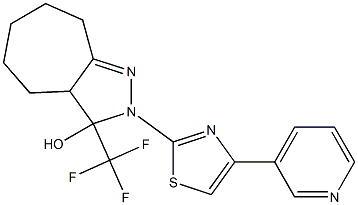 2-(4-(PYRIDIN-3-YL)THIAZOL-2-YL)-3-(TRIFLUOROMETHYL)-2,3,3A,4,5,6,7,8-OCTAHYDROCYCLOHEPTA[C]PYRAZOL-3-OL Struktur