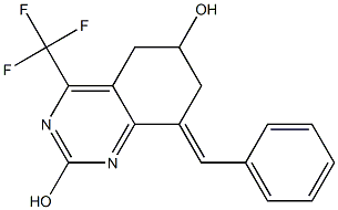 8-(E)-BENZYLIDENE-5,6,7,8-TETRAHYDRO-2,6-DIHYDROXY-4-(TRIFLUOROMETHYL)QUINAZOLINE Struktur