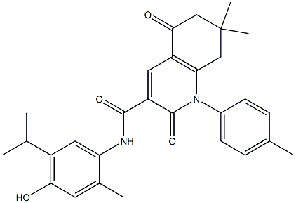 N-(4-HYDROXY-5-ISOPROPYL-2-METHYLPHENYL)-1-(4-METHYLPHENYL)-7,7-DIMETHYL-2,5-DIOXO-1,2,5,6,7,8-HEXAHYDRO-3-QUINOLINECARBOXAMIDE Struktur