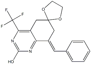 8-(E)-BENZYLIDENE-7,8-DIHYDRO-2-HYDROXY-4-TRIFLUOROMETHYL-6(5H)-QUINAZOLINONE ETHYLENE KETAL Struktur