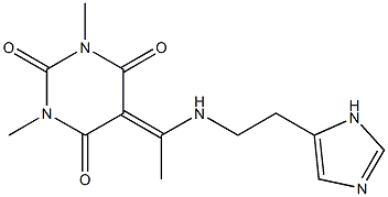 5-(1-{[2-(1H-IMIDAZOL-5-YL)ETHYL]AMINO}ETHYLIDENE)-1,3-DIMETHYLPYRIMIDINE-2,4,6(1H,3H,5H)-TRIONE Struktur