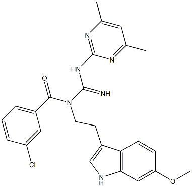 N'-(3-CHLOROBENZOYL)-N-(4,6-DIMETHYL-2-PYRIMIDINYL)-N'-[2-(6-METHOXY-1H-INDOL-3-YL)ETHYL]GUANIDINE Struktur