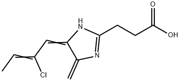 3-(4-[(E)-2-CHLORO-BUT-2-EN-(E)-YLIDENE]-5-METHYL-ENE-4,5-DIHYDRO-1H-IMIDAZOL-2-YL)-PROPIONIC ACID Struktur