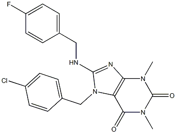 7-(4-CHLOROBENZYL)-8-[(4-FLUOROBENZYL)AMINO]-1,3-DIMETHYL-3,7-DIHYDRO-1H-PURINE-2,6-DIONE Struktur