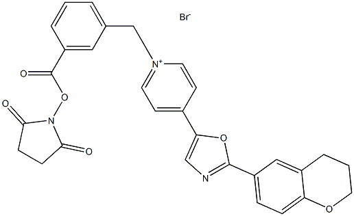 1-[3-(SUCCINIMIDYLOXYCARBONYL)BENZYL]-4-[2-(3,4-DIHYDRO-2H-1-BENZOPYRAN-6-YL)-5-OXAZOLYL]PYRIDINIUM BROMIDE Struktur