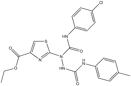 ETHYL 2-[1-[(4-CHLOROANILINO)CARBONYL]-2-(4-TOLUIDINOCARBONYL)HYDRAZINO]-1,3-THIAZOLE-4-CARBOXYLATE Struktur