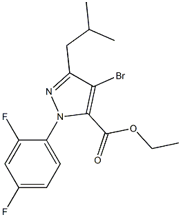 4-BROMO-1-(2,4-DIFLUOROPHENYL)-3-(2-METHYLPROPYL)-1H-PYRAZOLE-5-CARBOXYLIC ACID ETHYL ESTER Struktur