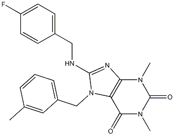 8-[(4-FLUOROBENZYL)AMINO]-1,3-DIMETHYL-7-(3-METHYLBENZYL)-3,7-DIHYDRO-1H-PURINE-2,6-DIONE Struktur