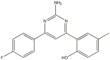 2-(2-AMINO-6-(4-FLUOROPHENYL)PYRIMIDIN-4-YL)-4-METHYLPHENOL Struktur