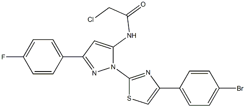 N-[1-[4-(4-BROMOPHENYL)-1,3-THIAZOL-2-YL]-3-(4-FLUOROPHENYL)-1H-PYRAZOL-5-YL]-2-CHLOROACETAMIDE Struktur