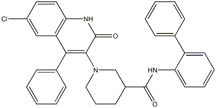 N-(BIPHENYL-2-YL)-1-(6-CHLORO-2-OXO-4-PHENYL-1,2-DIHYDROQUINOLIN-3-YL)PIPERIDINE-3-CARBOXAMIDE Struktur