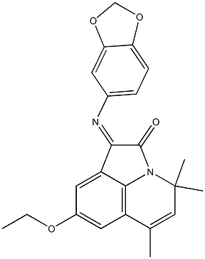 (E)-1-(BENZO[D][1,3]DIOXOL-5-YLIMINO)-8-ETHOXY-4,4,6-TRIMETHYL-1H-PYRROLO[3,2,1-IJ]QUINOLIN-2(4H)-ONE Struktur