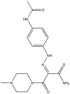 N-[4-((2Z)-2-{2-AMINO-1-[(4-METHYLPIPERAZIN-1-YL)CARBONYL]-2-THIOXOETHYLIDENE}HYDRAZINO)PHENYL]ACETAMIDE Struktur