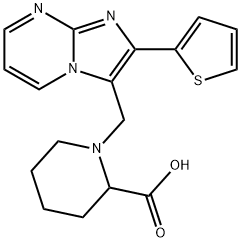 1-(2-THIOPHEN-2-YL-IMIDAZO[1,2-A]PYRIMIDIN-3-YLMETHYL)-PIPERIDINE-2-CARBOXYLIC ACID Struktur