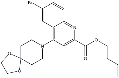 6-BROMO-4-(1,4-DIOXA-8-AZA-SPIRO[4,5]DEC-8-YL)-QUINOLINE-2-CARBOXYLIC ACID BUTYL ESTER Struktur