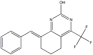 8-(E)-BENZYLIDENE-5,6,7,8-TETRAHYDRO-2-HYDROXY-4-(TRIFLUOROMETHYL)QUINAZOLINE Struktur