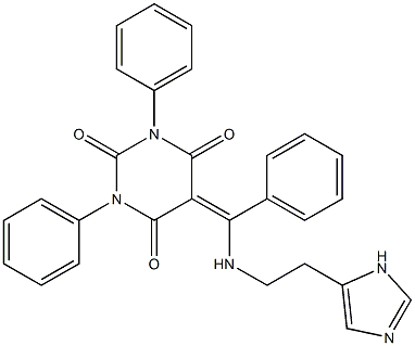 5-[{[2-(1H-IMIDAZOL-5-YL)ETHYL]AMINO}(PHENYL)METHYLENE]-1,3-DIPHENYL-2,4,6(1H,3H,5H)-PYRIMIDINETRIONE Struktur