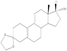 3-雙(亞乙二氧基)-17α-羥基-17β-腈基-19-去甲孕甾-5(10),9(11)-二烯-3,20–二