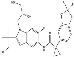 1-(2,2-二氟-1,3-苯并二氧戊環(huán)-5-基)-N-[1-[(2R)-2,3-二羥基丙基]-6-氟-2-(2-羥基-1,1-二甲基乙基)-1H-吲哚-5-基]-環(huán)丙烷甲酰胺