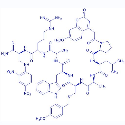 Mca-Pro-Leu-Ala-Cys(Mob)-Trp-Ala-Arg-Dap(Dnp)-NH2 1926163-82-7.png Mca-Pro-Leu-Ala-Cys(Mob)-Trp-Ala-Arg-Dap(Dnp)-NH2 1926163-82-7.png