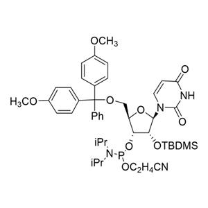 5'-O-(4,4-二甲氧基三苯甲基)-2'-O-[(叔丁基)二甲基硅基]尿苷-3'-(2-氰基乙基-N,N-二異丙基)亞磷酰胺 5級(jí)