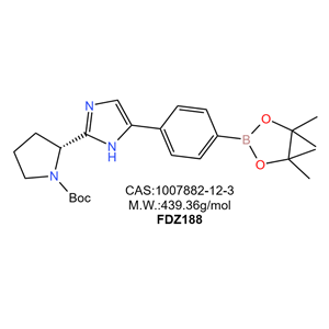 (S)-2-(5-(4-(4,4,5,5-四甲基-1,3,2-二氧雜硼雜環(huán)戊烷-2-基)苯基)-1H-咪唑-2-基)吡咯烷基丁酯-1-羧酸叔丁酯