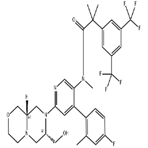 依林奈坦；2-(3,5-雙(三氟甲基)苯基)-N-(4-(4-氟-2-甲基苯基)-6-((7S,9aS)-7-(羥甲基)六氫吡嗪并[2,1-c][1,4]惡嗪-8(1H)-基)吡啶-3-基)-N,2-二甲基丙酰胺